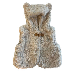 mayoral cream/tan sherpa baby vest with bunny ears 24 months